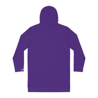 Modest in Motion Hoodie Dress — 'Lift Every Moment' Cozy Women's Pullover Dress Purple