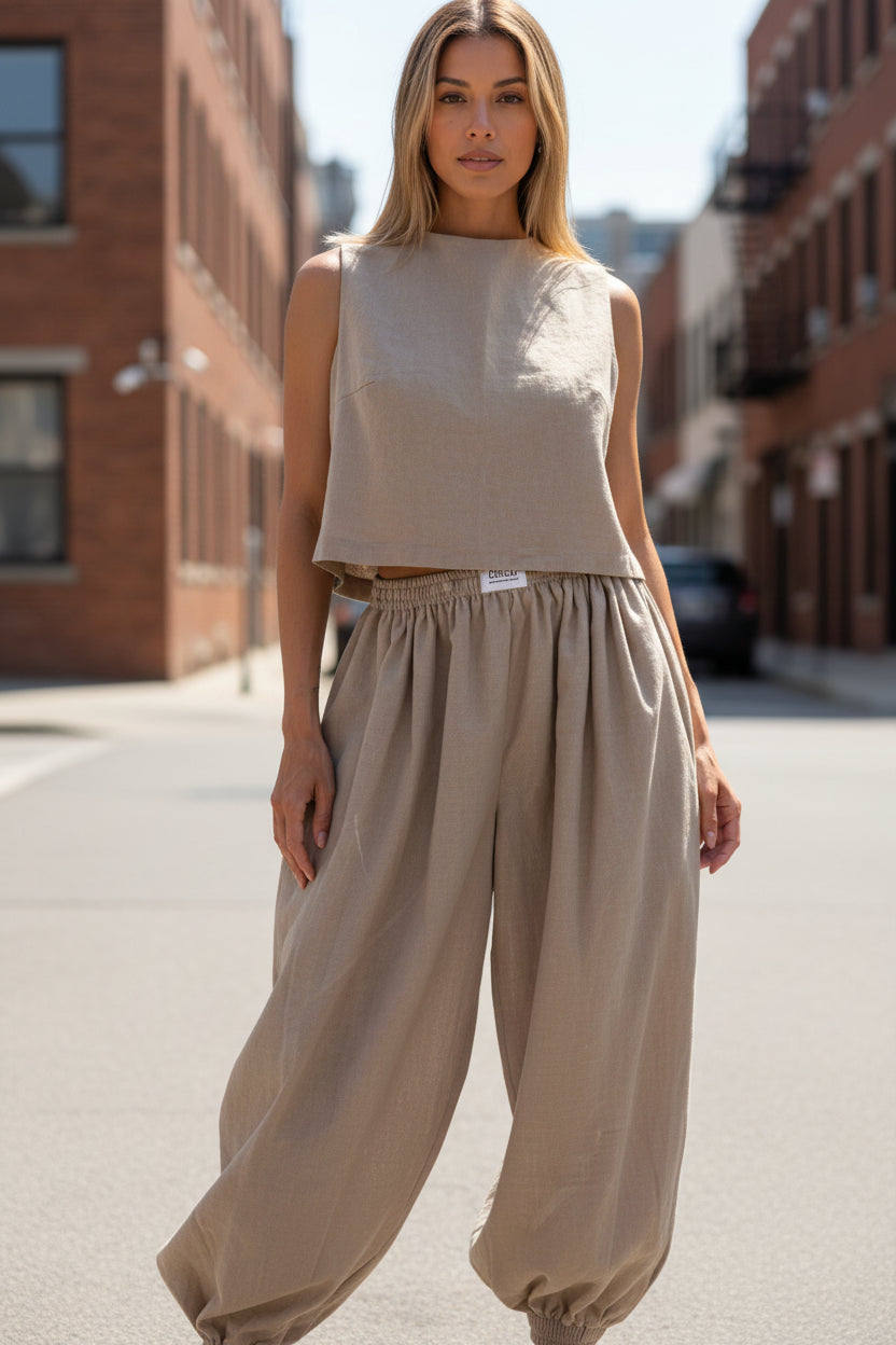 Sleeveless Top Loose Trousers Women's Suit - Modestly Vogue 