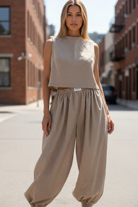 Sleeveless Top Loose Trousers Women's Suit - Modestly Vogue 