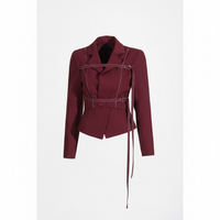 Chic Burgundy Two-Piece Set | Women's Notched Collar Long Style - Modestly Vogue 