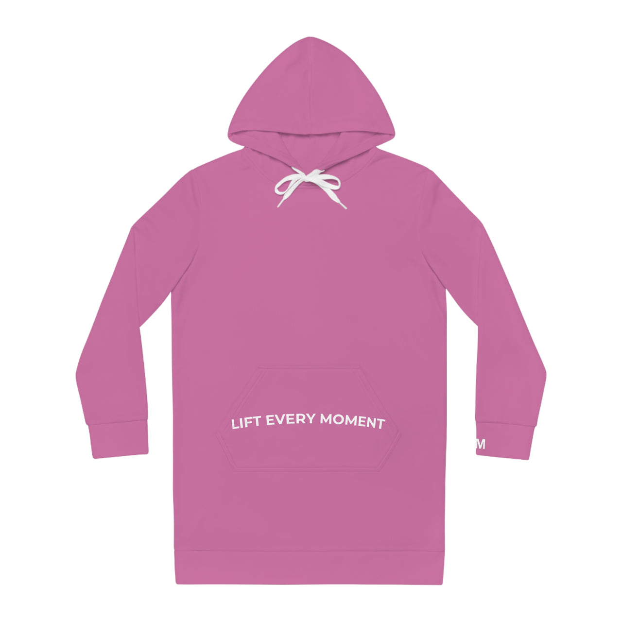 Modest in Motion Hoodie Dress — 'Lift Every Moment' Cozy Women's Pullover Dress Pink