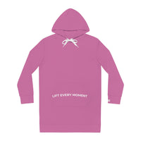 Modest in Motion Hoodie Dress — 'Lift Every Moment' Cozy Women's Pullover Dress Pink