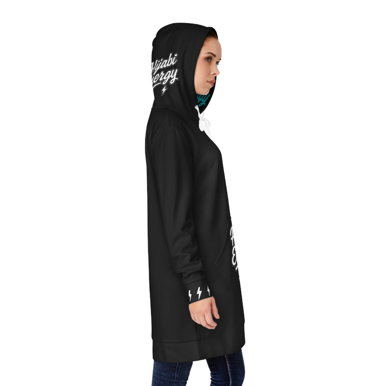 Hijabi Energy™ Hoodie Dress — Hijabi Girl™ Black Cozy Women's Pullover Dress Athletic Wear