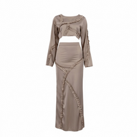 Graceful Women’s Asymmetric Ruffled Top & Skirt Set - Modestly Vogue 