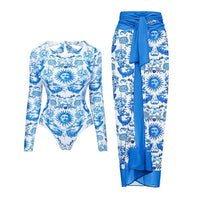 Long Sleeve One-piece Swimsuit Female Surfing Suit - Modestly Vogue 
