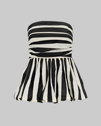 Stripe Strapless Peplum Top – Stylish & Chic Women’s Top - Modestly Vogue 