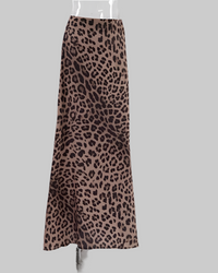 Leopard Print Maxi Skirt – Flowy Animal Print Statement Skirt - Modestly Vogue 