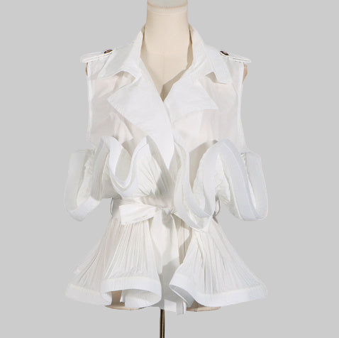 Patchwork Ruffled Shirt | Trendy & Feminine Design - Modestly Vogue 