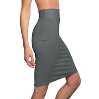 Grey High-Waist LEM Pencil Skirt — Sleek Office & Evening Wear - Modestly Vogue 