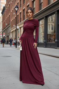 New Women's Fashion Elegant Shawl Solid Color Long Dress - Modestly Vogue 