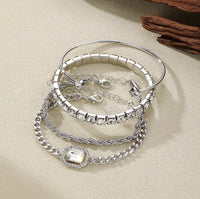 Artistic Retro Versatile Metal Chain Square Diamond 4-piece Set - Modestly Vogue 