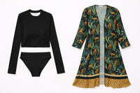 LEM Studio Swim Beach Cover Up Leopard Print Cardigan Long - Modestly Vogue 