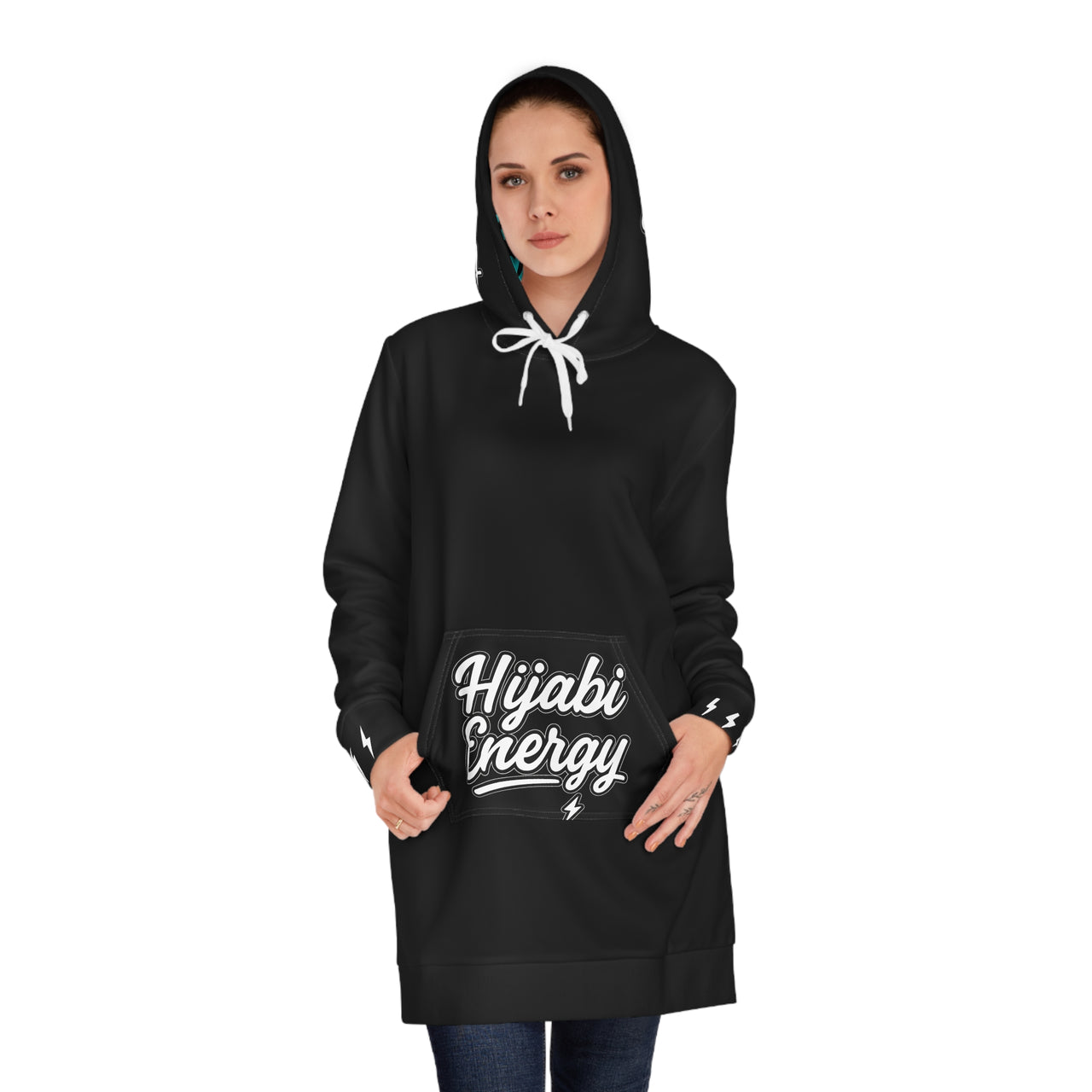 Hijabi Energy™ Hoodie Dress — Hijabi Girl™ Black Cozy Women's Pullover Dress Athletic Wear