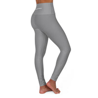 High-Waisted Yoga Leggings — LIFT EVERY MOMENT Logo Pants Gray