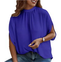 Mock Collar Winged Blouse | Chic & Elegant Women’s Blouse Multiple Colors - Modestly Vogue 