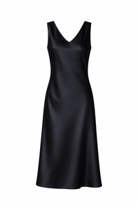 Women’s Sleeveless Satin Halter Midi Dress – Summer Style - Modestly Vogue 