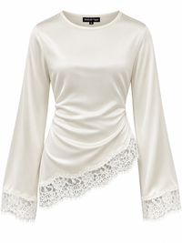 Full Size Lace Detail Long Sleeve Blouse Plus Size