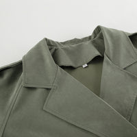 High End French Large Collared Lace up Windbreaker Women Autumn Coat - Modestly Vogue 