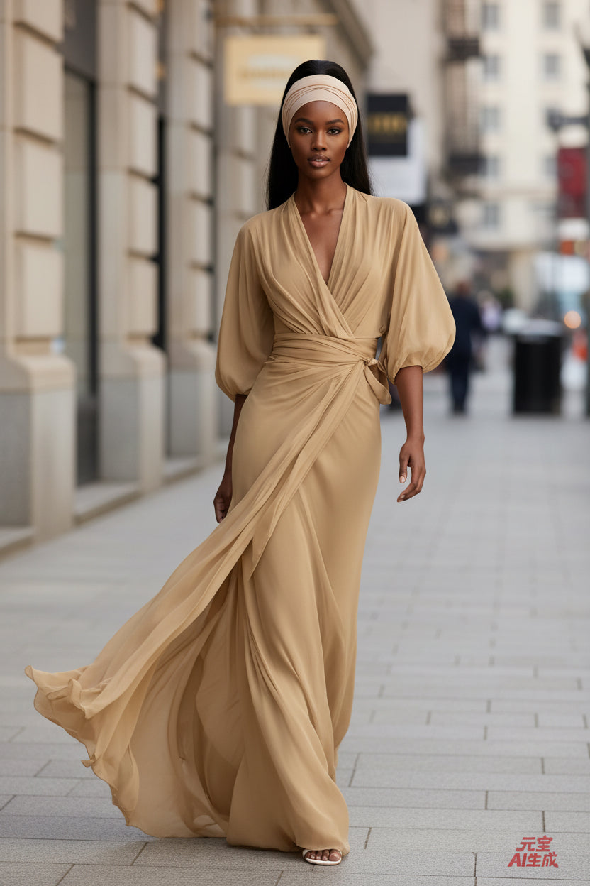 European And American-style Slim-fit Long Dress For Women - Modestly Vogue 