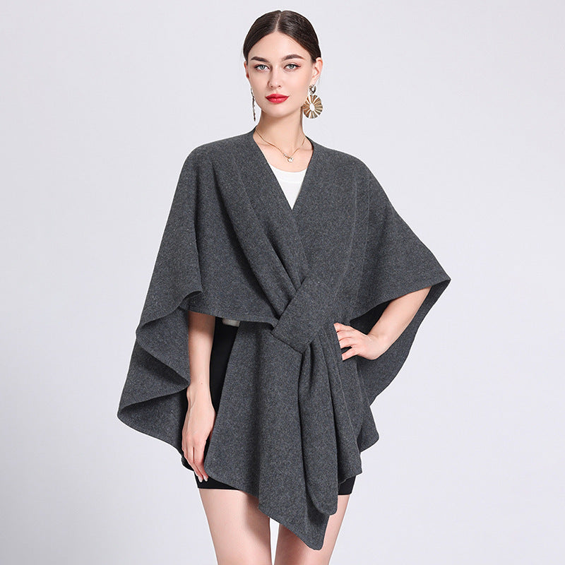 Chic Shawl Cape Poncho | Fashionable Outerwear Cape - Modestly Vogue 