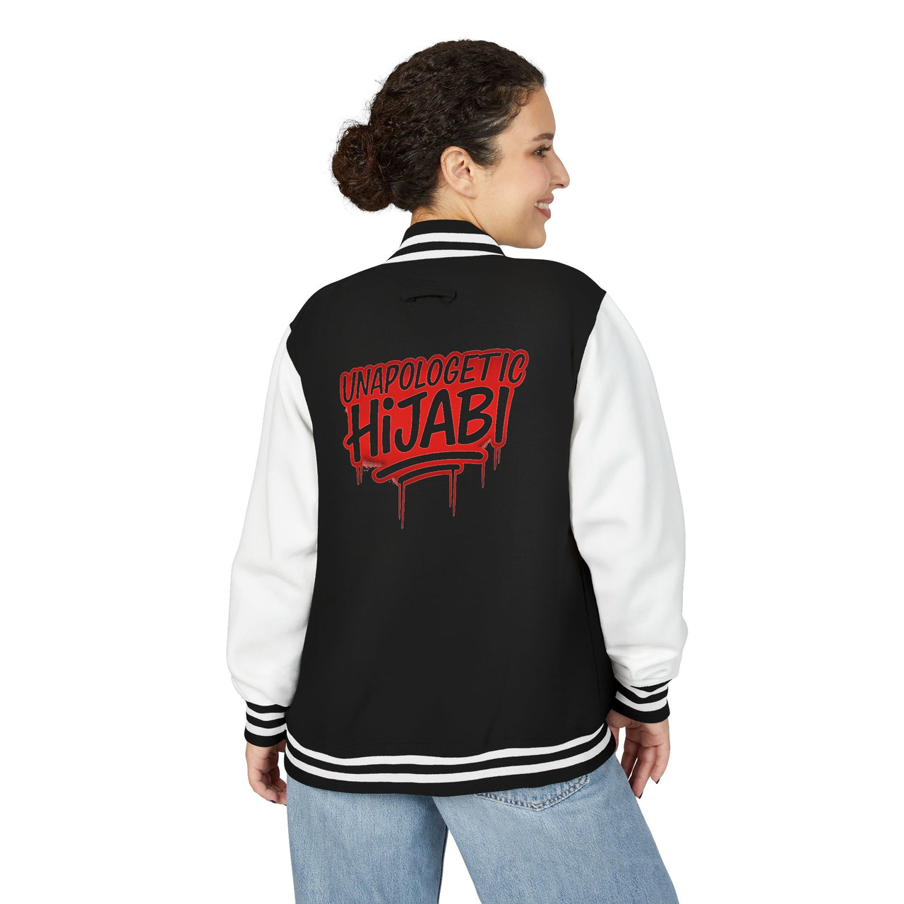 Letterman Jacket — Unapologetic Hijabi" Graphic Varsity Jacket