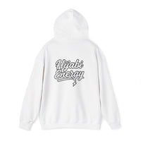 White Signature Hijabi Energy™  Hoodie — Bold Gold Script Hooded Sweatshirt