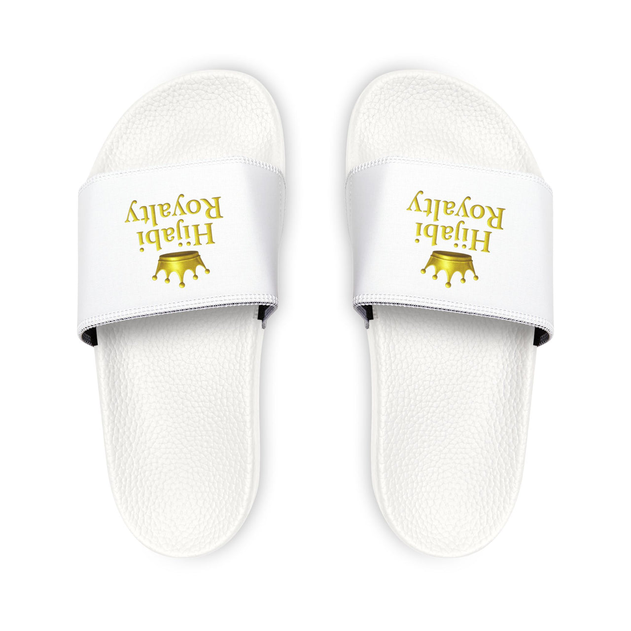 Women's Removable-Strap Slide Sandals Hijabi Royalty™ — Adjustable White Faux-Leather Pool & Casual Slides