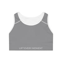Sports Bra — 'Lift Every Moment' Minimalist Activewear for Gym & Yoga Grey