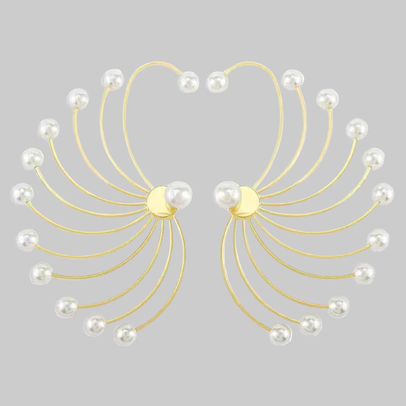 Women's Exaggerated Fan-shaped Artificial Pearl Earrings
