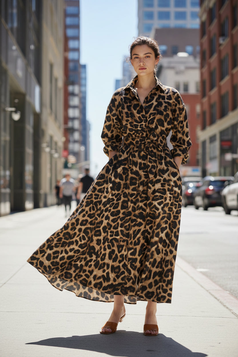 Leopard Print Maxi Dress - Modestly Vogue 