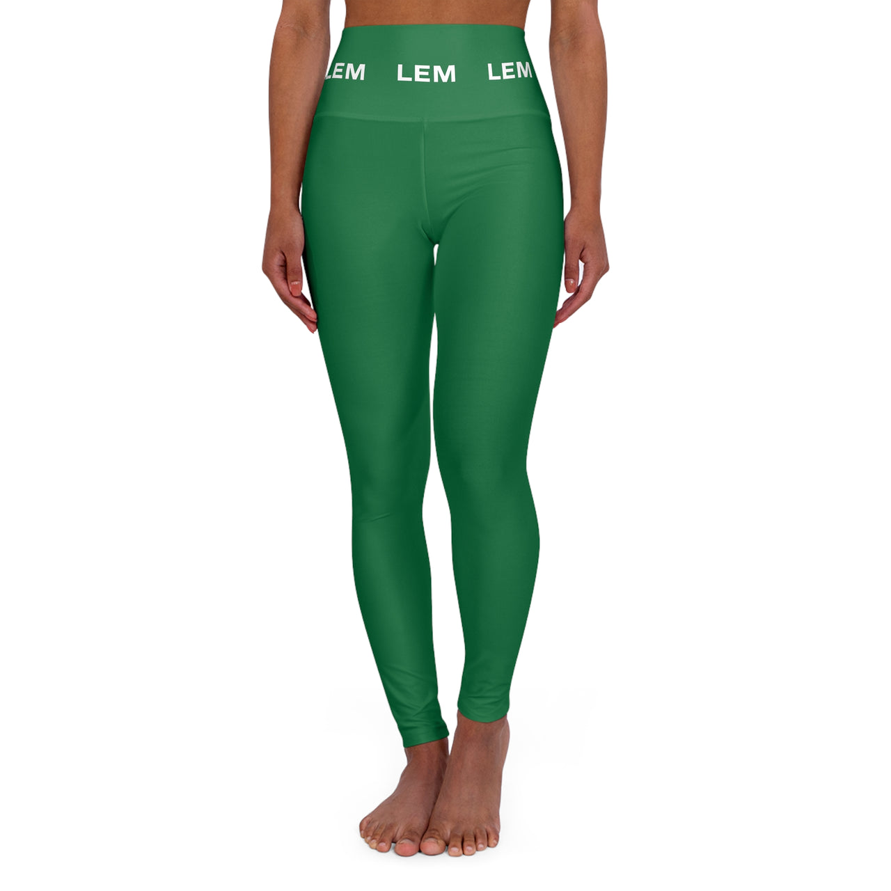 LEM Logo Green High-Waisted Yoga Leggings for Women