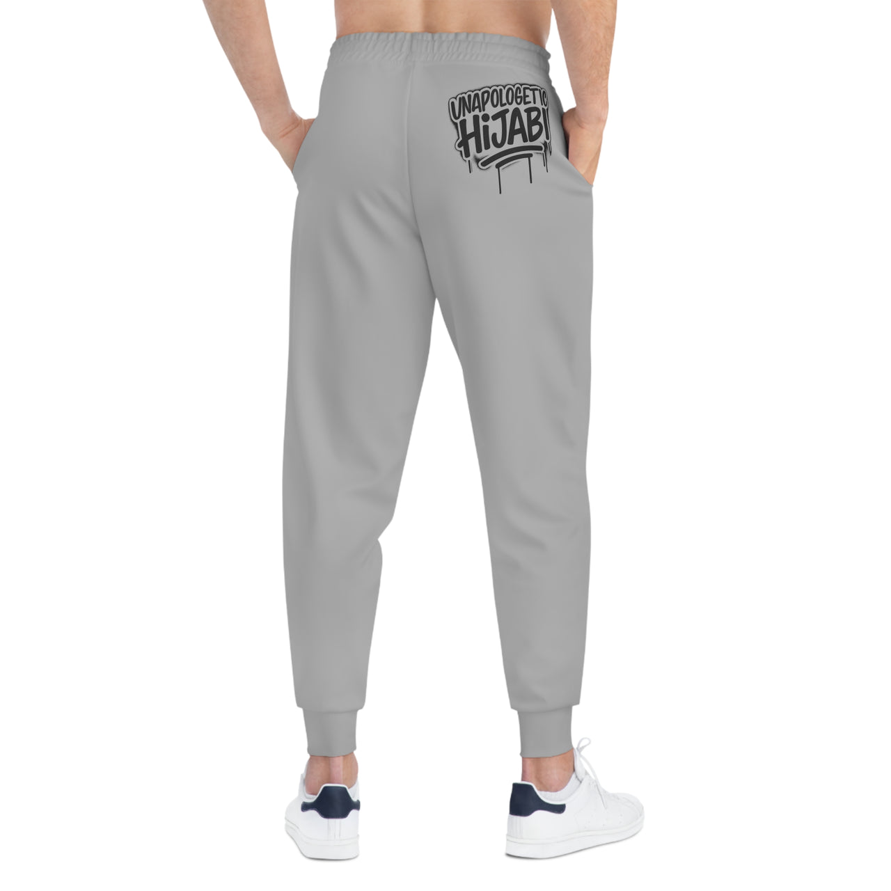 Athletic Joggers — Grey "Unapologetic Hijabi" Graphic Streetwear Sweatpants