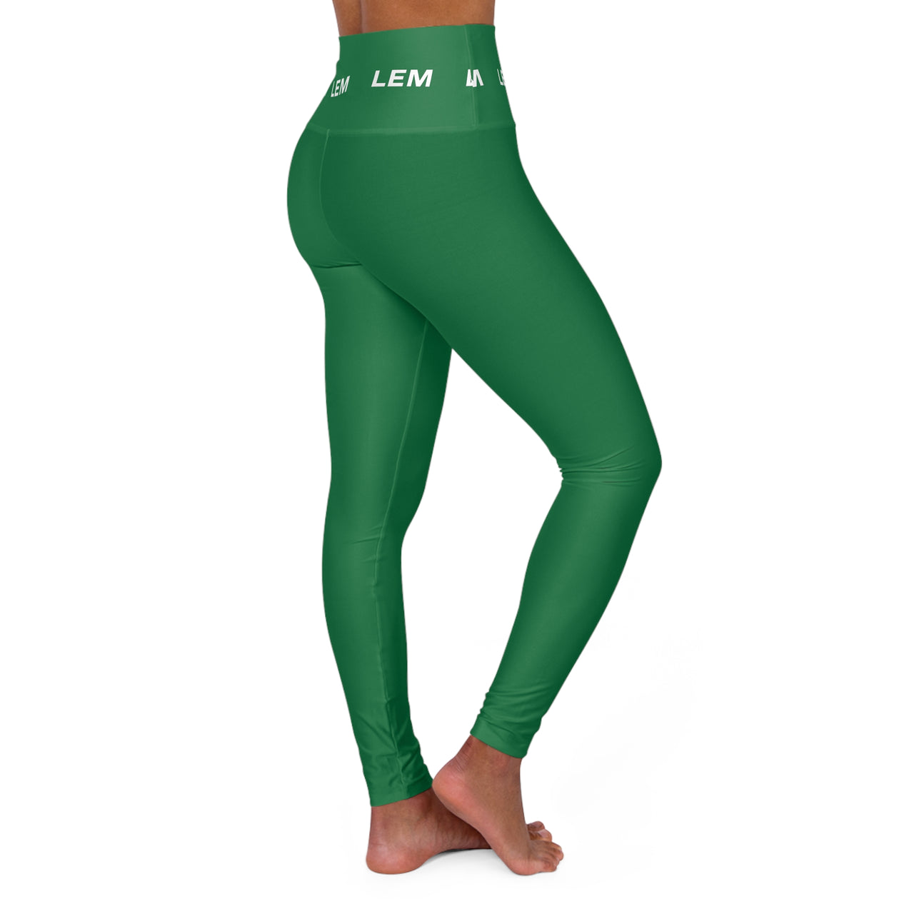 LEM Logo Green High-Waisted Yoga Leggings for Women