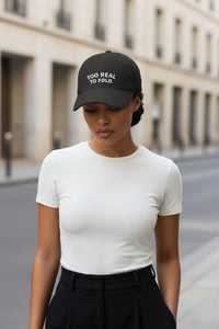 Modest Mindset™ Low Profile Statement Baseball Cap - 'Too Real to Fold' - Modestly Vogue 