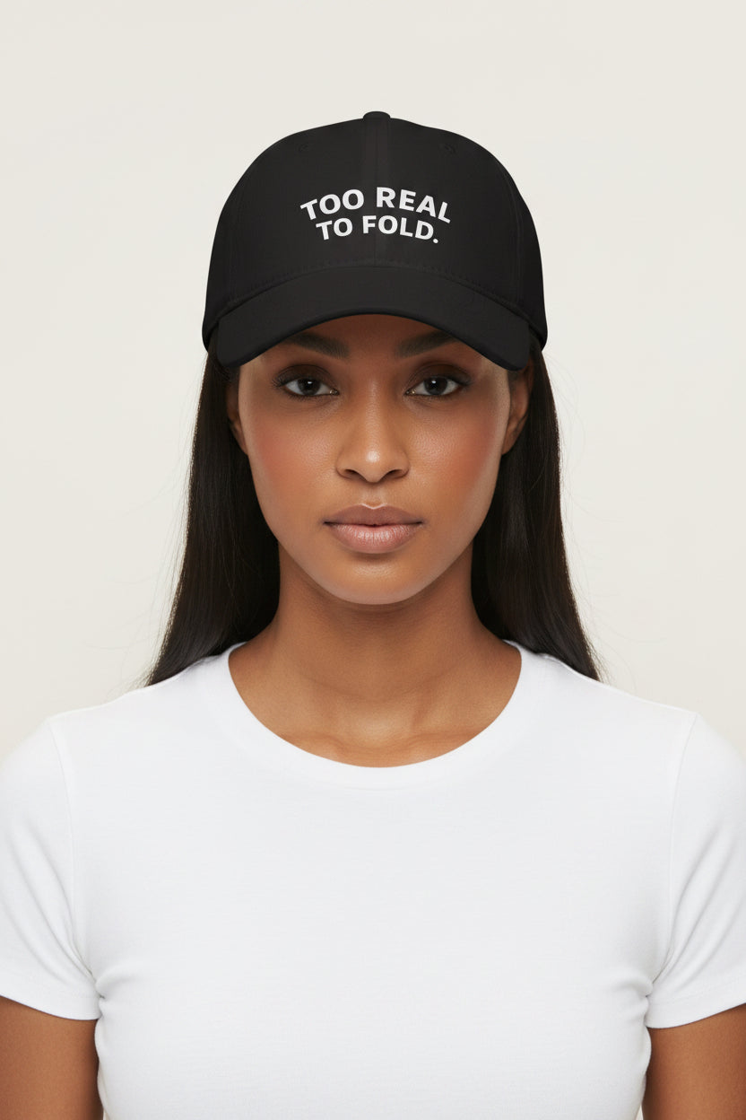 Modest Mindset™ Low Profile Statement Baseball Cap - 'Too Real to Fold'