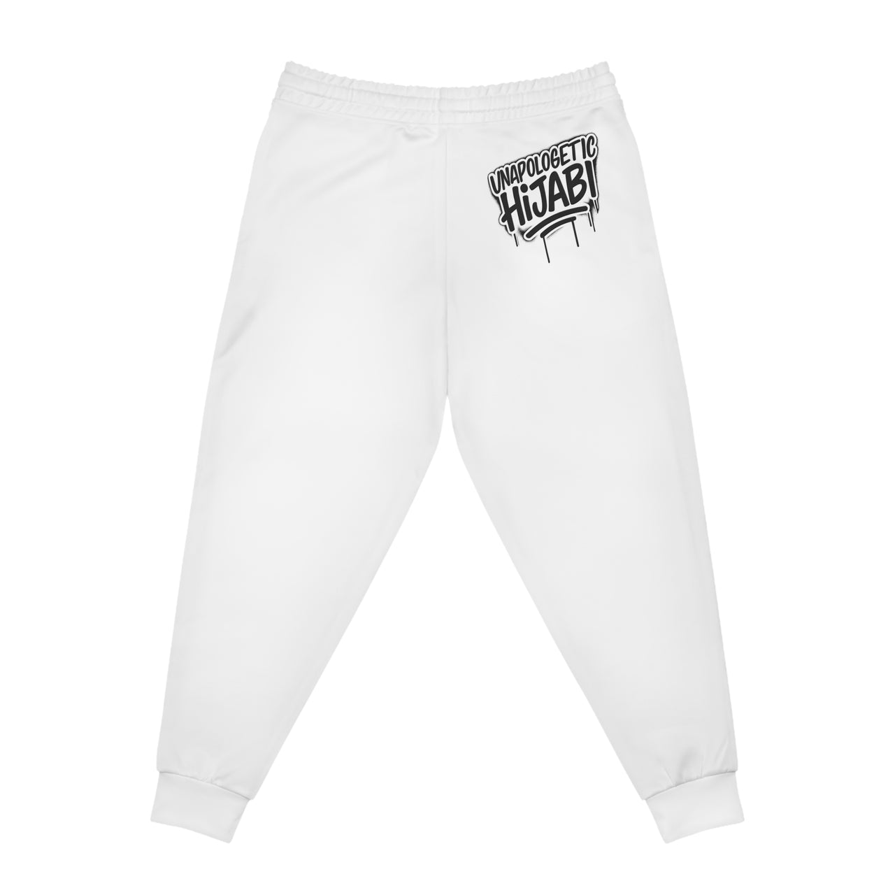 Athletic Joggers — White "Unapologetic Hijabi" Graphic Streetwear Sweatpants