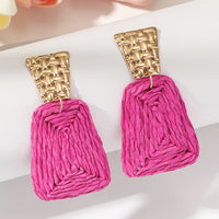 Raffia Earrings Women's Fashion Trapezoidal Alloy - Modestly Vogue 