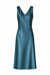 Women’s Sleeveless Satin Halter Midi Dress – Summer Style - Modestly Vogue 