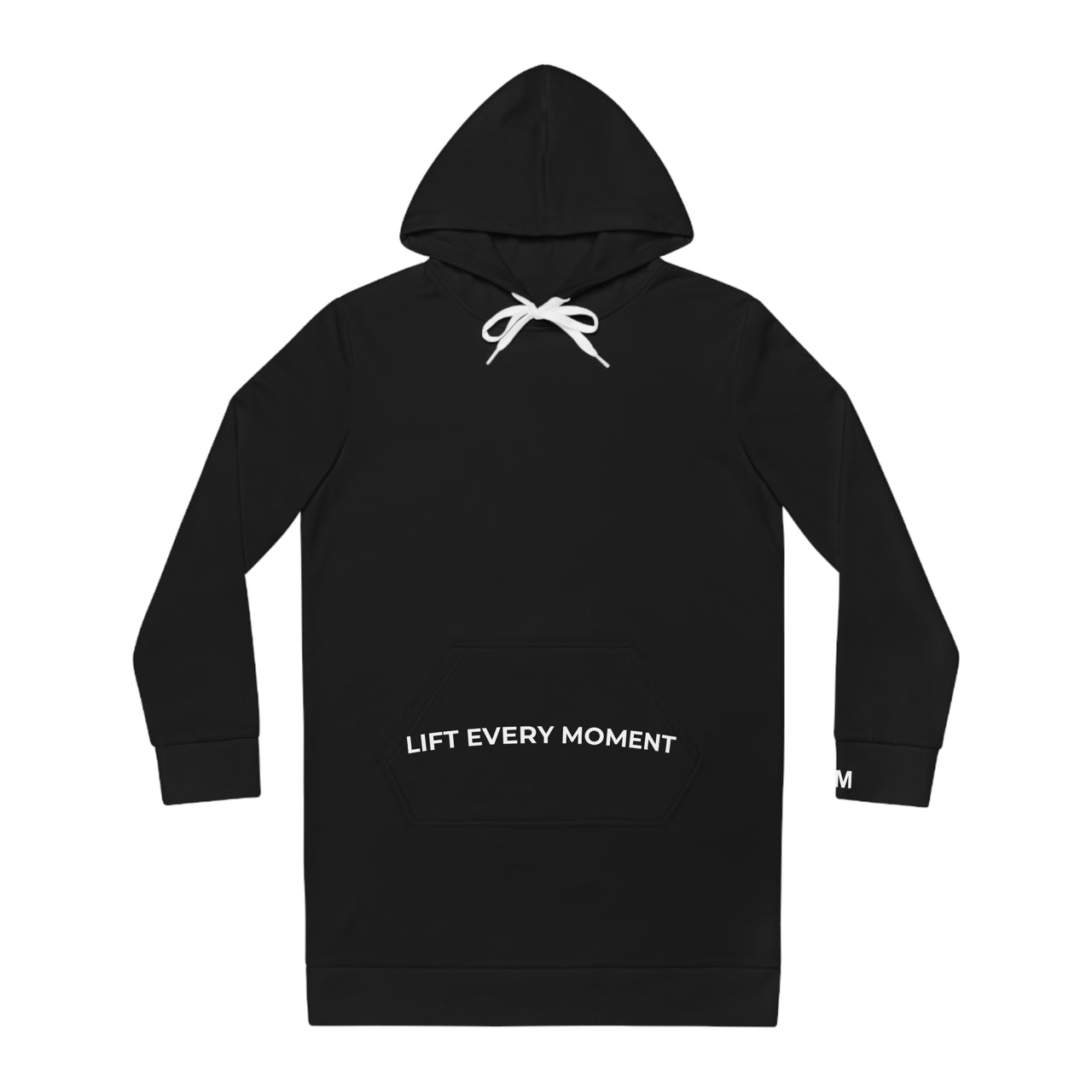 Modest in Motion Hoodie Dress — 'Lift Every Moment' Cozy Women's Pullover Dress Black