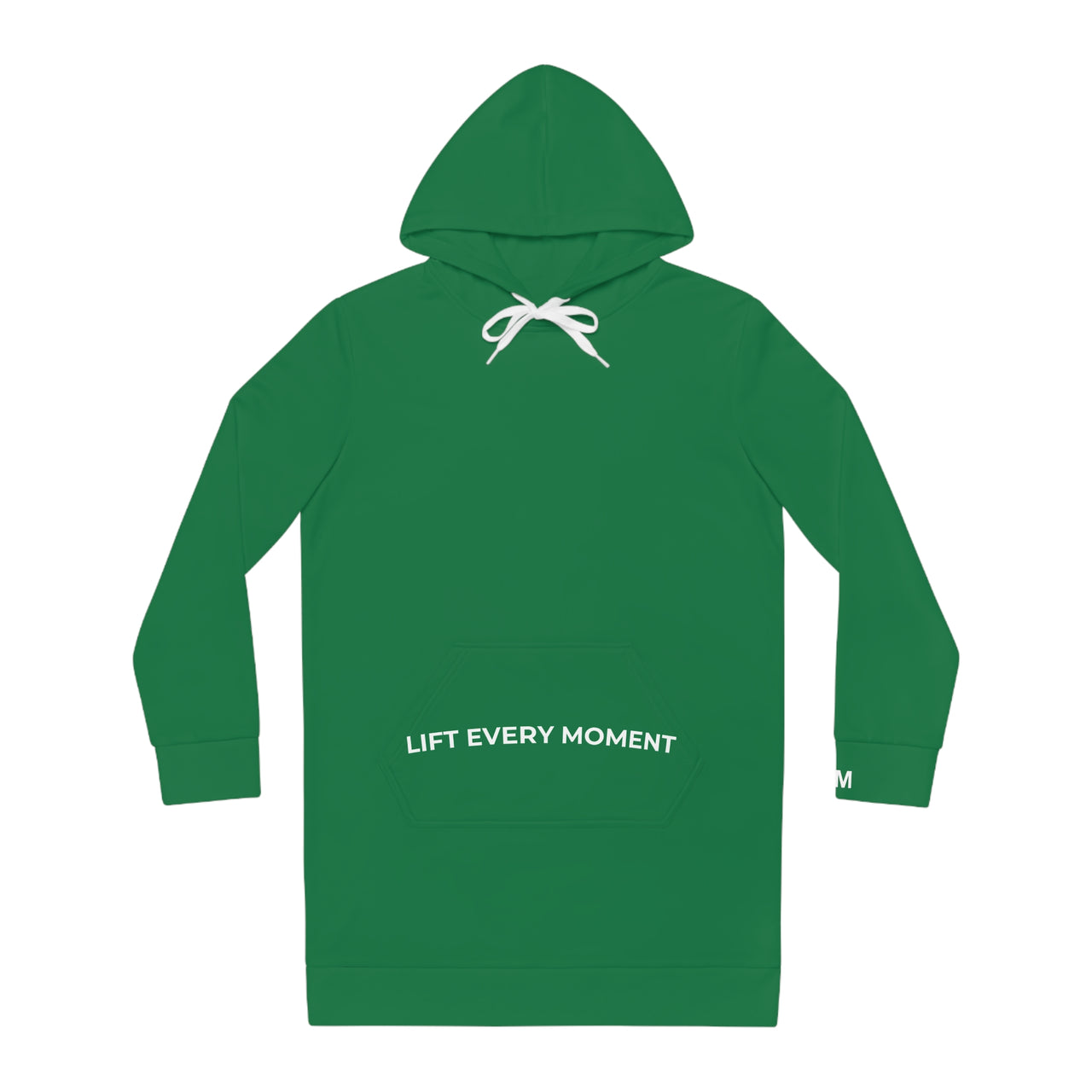 Modest in Motion Hoodie Dress — 'Lift Every Moment' Cozy Women's Pullover Dress Green