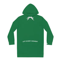 Modest in Motion Hoodie Dress — 'Lift Every Moment' Cozy Women's Pullover Dress Green