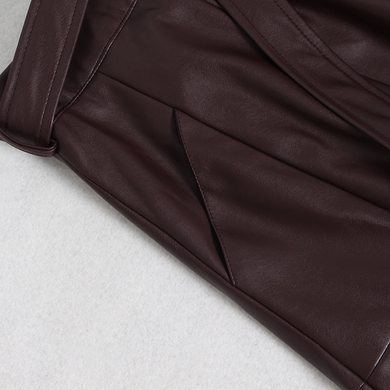 High waist long A-line PU leather skirt - Modestly Vogue 