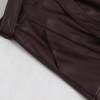 High waist long A-line PU leather skirt - Modestly Vogue 