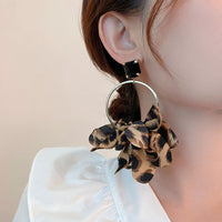 Exaggerated Fabric Leopard Print Earrings Circle Female - Modestly Vogue 