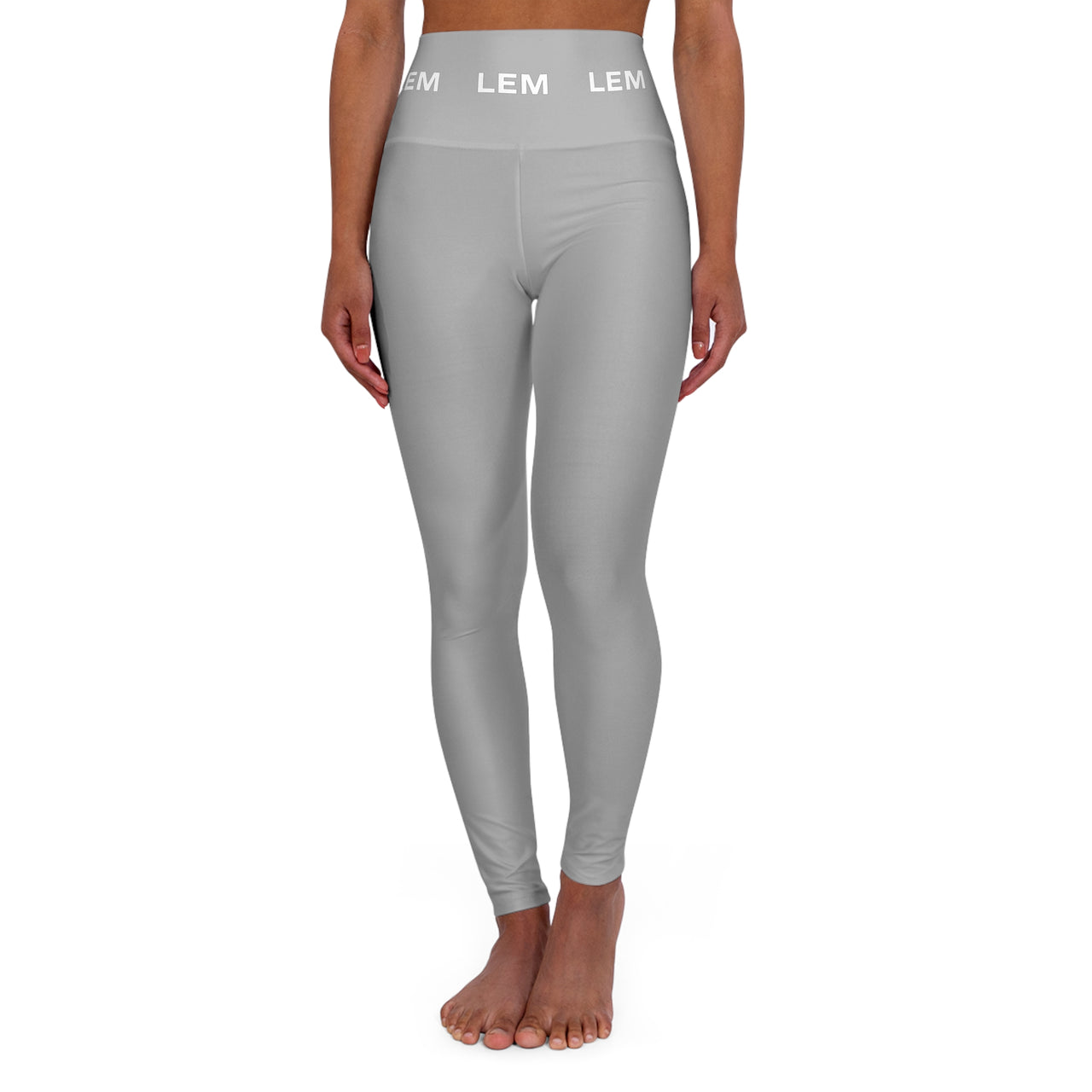 LEM Grey Logo On High-Waisted Yoga Leggings