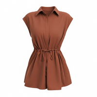 Drawstring Waist Cap Sleeve Shirt - Modestly Vogue 