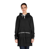 Modest in Motion Hoodie Dress — 'Lift Every Moment' Cozy Women's Pullover Dress Black