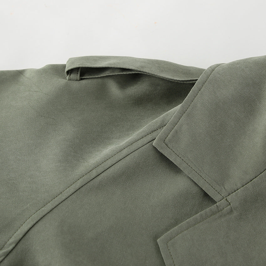 High End French Large Collared Lace up Windbreaker Women Autumn Coat - Modestly Vogue 