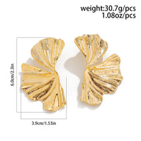 Vintage Ginkgo Beach Shell Pattern Ear Studs Earrings - Modestly Vogue 