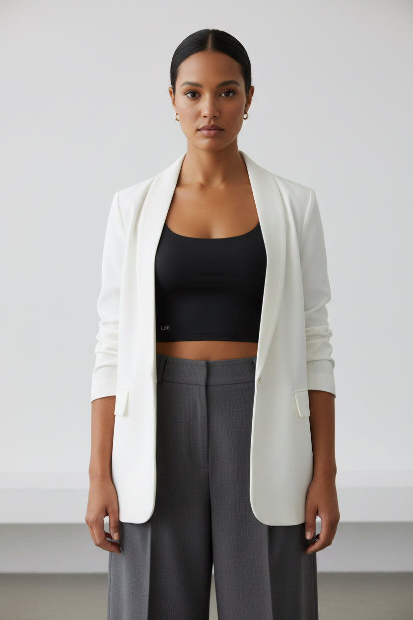 LEM Black Luxe Women's Stretch Bralette — Seamless Strappy Crop Top - Modestly Vogue 